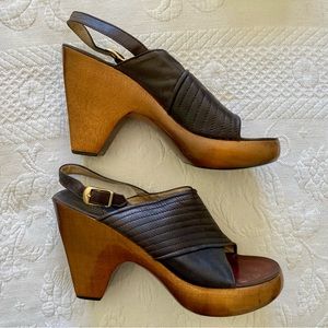 Vintage 1970s Christian Dior leather & wood heels